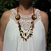 Работы для детей, handmade. Livemaster - original item Amber beads with flowers made of natural stone long. Handmade.