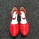 Order sandals: Floral sandals red brick black smooth sole. Hitarov (Hitarov). Livemaster. . Slingbacks Фото №3