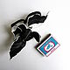 Black and white flower brooch Made of leather Contrast black white with loops. Brooches. De-Si-Re. My Livemaster. Фото №6