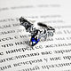 Кольцо Летучая мышь, гидротермальный сапфир,  серебро 925, чернение. Кольца. Mens Games Silver. Интернет-магазин Ярмарка Мастеров.  Фото №2