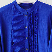 Одежда handmade. Livemaster - original item Blue boho blouse with ruffles. Handmade.