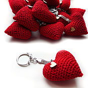 Сувениры и подарки handmade. Livemaster - original item Keychain 5 cm Knitted heart red. Handmade.