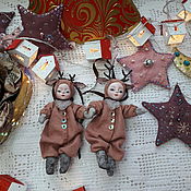 Textile doll Games doll Interior doll angel with cat