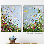 Картины и панно handmade. Livemaster - original item Double summer landscape . Summer landscape with two oil paintings.. Handmade.