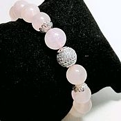 Украшения handmade. Livemaster - original item Women`s bracelet with rose quartz on the hand, a gift for March 8. Handmade.