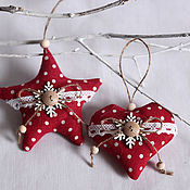 Сувениры и подарки handmade. Livemaster - original item Set of 2 Christmas toys COZY HOLIDAY.Textile pendants.. Handmade.