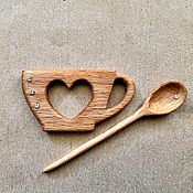 Украшения handmade. Livemaster - original item Brooch-fibula wooden with rhinestones Cup with spoon. Handmade.