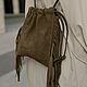 Кожаная сумка кисет, оливковая. Сумка через плечо. AUGUST BAGS. Интернет-магазин Ярмарка Мастеров.  Фото №2
