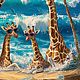 Картины в современное стиле для декора Картина маслом Жирафы на отдыхе. Картины. Картины на холсте/Галерея искусства❀. Ярмарка Мастеров.  Фото №5