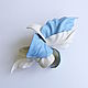 Automatic hair clip The Sky leather flower blue white ecru. Hairpins. De-Si-Re. My Livemaster. Фото №4