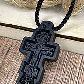Крестик деревянный нательный серебряный. Православный крест