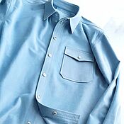 Мужская одежда handmade. Livemaster - original item Men`s sky-colored suede shirt. Handmade.