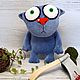Blue cat with an axe He first started, soft toy cat. Stuffed Toys. Dingus! Funny cats and other toys. My Livemaster. Фото №6