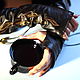 Black leather fingerless gloves 'Margo' 2. Ultra long. Mitts. Lora-S kozhanyh del master. Интернет-магазин Ярмарка Мастеров.  Фото №2