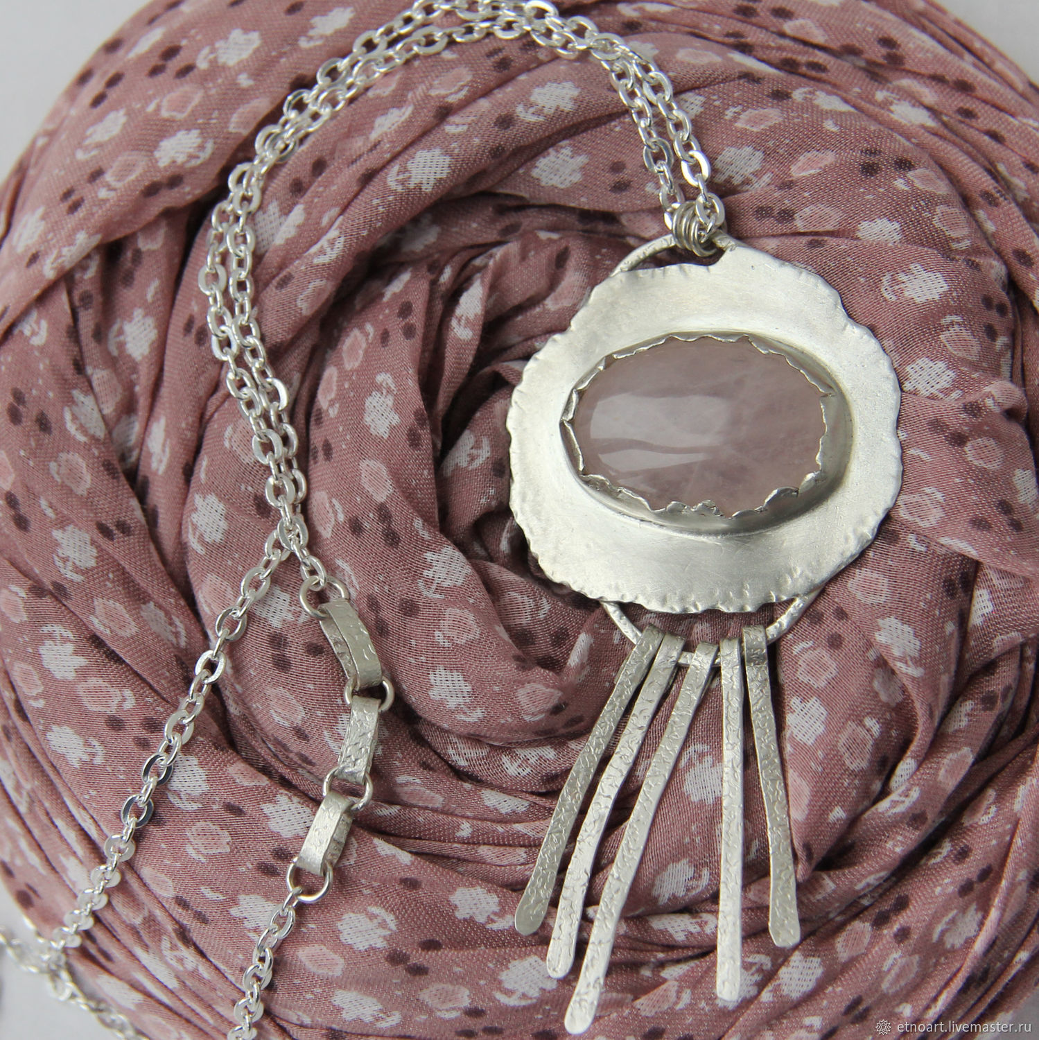 Silver pendant with rose quartz, Pendants, Tomsk,  Фото №1