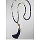 Long Blue Beads with Brush Charm with Lapis Lazuli. Beads2. Mala by Jemma. My Livemaster. Фото №5