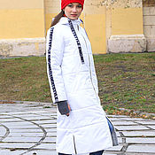 Одежда handmade. Livemaster - original item White women`s coat, quilted coat, Loose Jacket with hood. Handmade.