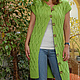 Жилет длинный Салатовый. Жилеты. Molisini_Knits. Ярмарка Мастеров.  Фото №4
