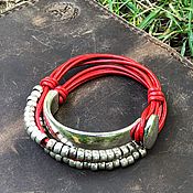 Украшения handmade. Livemaster - original item Bracelets: stylish leather and metal bracelet, bracelet for every day. Handmade.