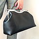 Leather bag, black on clasp, leather bag, Valise, Moscow,  Фото №1