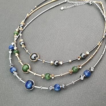 Украшения ручной работы. Ярмарка Мастеров - ручная работа Колье «Гармония» с кианитом, нефритом или гематитом. Handmade.