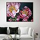 Интерьерная картина розовые пионы на холсте в гостиную цветы крупно, Картины, Москва,  Фото №1