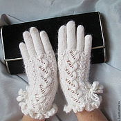 Gloves with double frill grey with purple