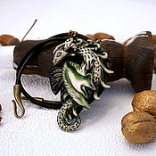 Украшения handmade. Livemaster - original item Green Dragon necklace made of polymer clay. Handmade.