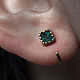 Gold earrings with Turquoise – Gold vermeil  studs – Minimal earrings, Stud earrings, Almaty,  Фото №1