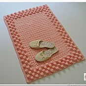 Для дома и интерьера handmade. Livemaster - original item Mat rug, crocheted of polyester cord Pink bumps. Handmade.