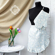 Для дома и интерьера handmade. Livemaster - original item Gifts for March 8: Women`s linen apron with Crystal potholders. Handmade.