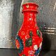 Винтаж: Ваза «Red with flowers» Германия .80-е годы . Керамика.Ручная работа . Вазы винтажные. RETRO GALLERY NATALIGOR. Ярмарка Мастеров.  Фото №5