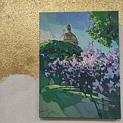 Картины и панно handmade. Livemaster - original item Painting St. Isaac`s Cathedral painting spring lilac painting 30 by 40. Handmade.