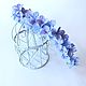 Wreath with blue hydrangea flowers. polymer clay. Hair Decoration. Flowesforever. My Livemaster. Фото №4