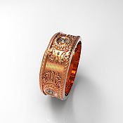 Свадебный салон handmade. Livemaster - original item Ring, stones and patterns gold 585 (Ob45). Handmade.