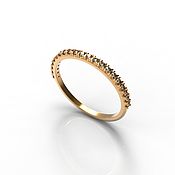 Свадебный салон handmade. Livemaster - original item Thin wedding ring with stones, gold (Ob8). Handmade.