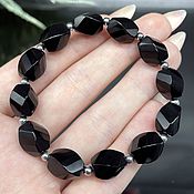 Украшения handmade. Livemaster - original item Cut Bracelet - Natural Black Onyx. Bracelet on elastic.. Handmade.