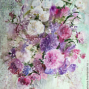 Watercolor painting Star bouquet. Painting with flowers