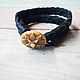 Braided bracelet leather winding button, Cuff bracelet, Ulyanovsk,  Фото №1
