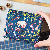 Mushroom fabric wallet, Women vegan purse, Large wallet for women