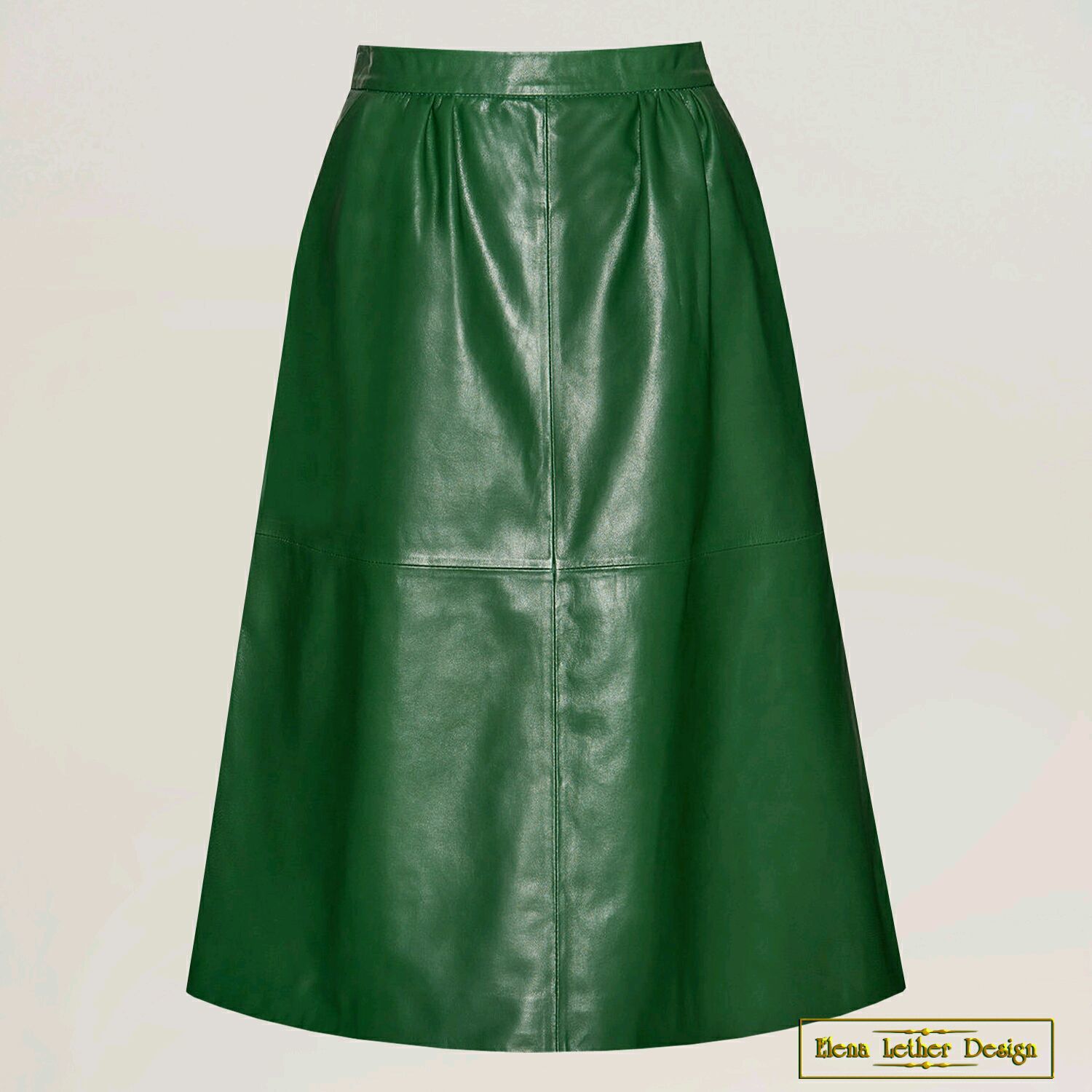 Зеленая кожаная юбка