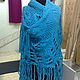 Sale -5% Big turquoise mohair shawl crochet with beads and fringe. Shawls. Vyazantia. Online shopping on My Livemaster.  Фото №2