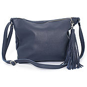 Сумки и аксессуары handmade. Livemaster - original item Blue crossbody leather crossbody bag with shoulder strap. Handmade.