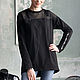 Длинная черная женская футболка с сеткой и пряжками Black Cat лонгслив, Футболки, Новосибирск,  Фото №1