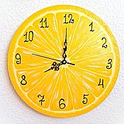 Часы настенные Чайник расписной, часы ручной работы на кухню