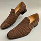 Trendy men's loafers, crocodile skin, tanning the leather, in brown color!, Loafers, St. Petersburg,  Фото №1