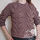 Sweater 'Leaves' with a short sleeve colour of coffee with milk knitted, Sweaters, Krivoy Rog,  Фото №1