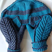 Аксессуары handmade. Livemaster - original item Mittens for lovers 2 2 1 gray turquoise. Handmade.