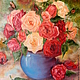 'Pink mood ' oil painting with roses on canvas, Pictures, Azov,  Фото №1