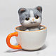 Kitten grey Darik Toy made of wool, dry felting, Felted Toy, Zeya,  Фото №1